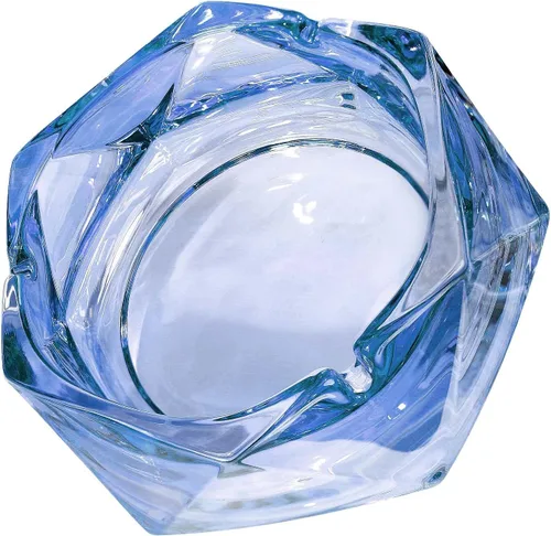 Cenicero de vidrio para cigarrillos, cenicero de mesa y decoración moderna para el hogar, oficina, bar, restaurante, interior y exterior (azul