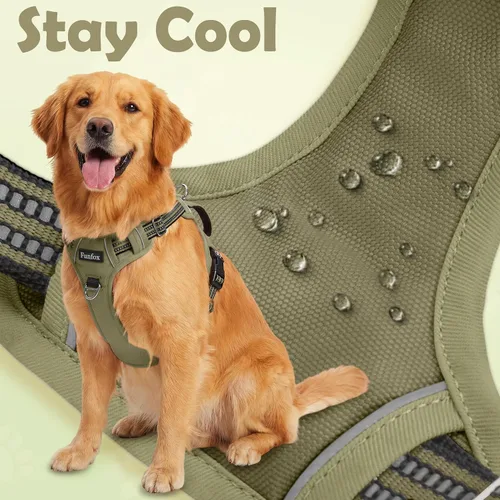 Miniatura 5 de Funfox Arnés para perro sin tirones, arnés de chaleco ajustable para mascotas, material súper suave con mango vertical, fácil control, paseo