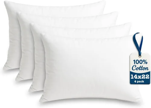 Miniatura 8 de Foamily Juego de 4 rellenos de almohada 100% algodón, 12 x 12 pulgadas, rellenos de almohada para almohadas decorativas para sofá y cama, relleno