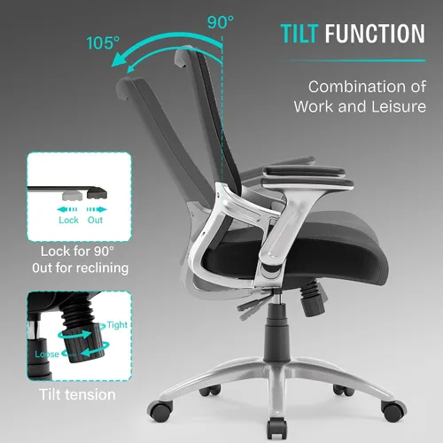 Miniatura 7 de SUNNOW Silla de oficina, silla ergonómica de escritorio para computadora, silla ejecutiva resistente, soporte lumbar ajustable, brazos abatibles