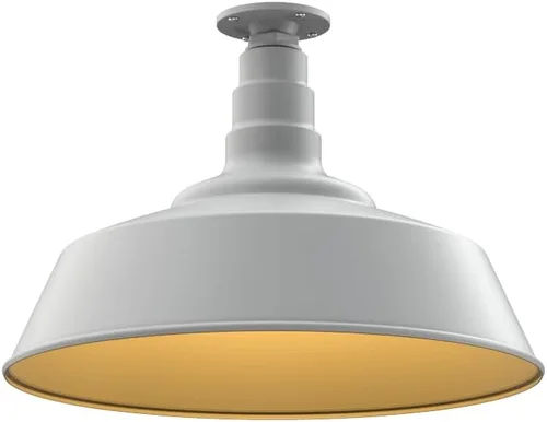 Miniatura 30 de Steel Lighting Co. Manhattan Warehouse Light Lámpara colgante montada en el techo Cúpula de 20 pulgadas Montaje al ras Luz de granero