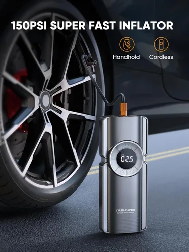 Miniatura 3 de TREKURE Arrancador de Coche Portátil con Compresor de Aire, Paquete de Batería de Arranque de Coche 150PSI 5000A (9L Gasolina/8L Diésel), Arrancador