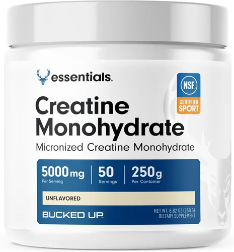 Bucked Up - Monohidrato de creatina micronizada pura para mujeres y hombres - Fácil de mezclar y sin sabor - 5 g por porción - 50 porciones - 250