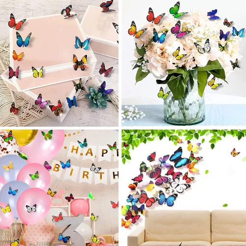 Miniatura 2 de 43 calcomanías de pared de mariposas 3D para decoración de murales, calcomanías removibles para la decoración del dormitorio en el hogar
