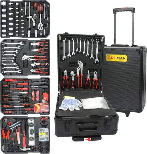 Miniatura 10 de Juego de herramientas de reparación del hogar de 899 piezas para hombres, caja de almacenamiento con 4 cajones, kit de herramientas para el hogar