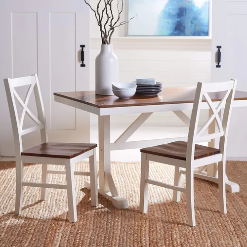 Miniatura 7 de Safavieh Home Collection Akash - Silla de comedor de 18 pulgadas con respaldo en X blanco y natural (juego de 2)