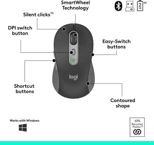 Miniatura 7 de Logitech Signature Slim MK955 Combo para Negocios Edición Copilot, Copilot de Microsoft, Copilot en Windows, Teclado y Mouse Inalámbricos