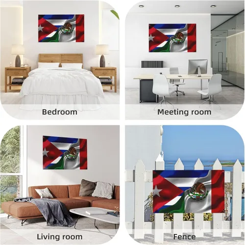 Miniatura 6 de Banderas de bandera mexicana de Cuba y Michoacán para exteriores de 3 x 5 pies, tres capas de tela para coser a doble cara, impresión de 3 x 5 pies