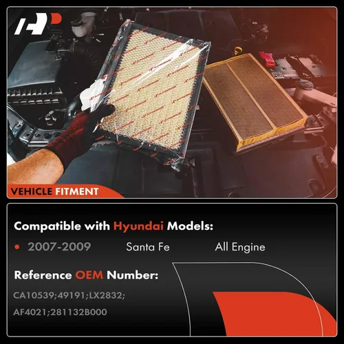 Miniatura 5 de Filtro de aire para motor A-Premium Compatible con Hyundai Santa Fe 2007 2008 2009, Reemplazo # 61949191