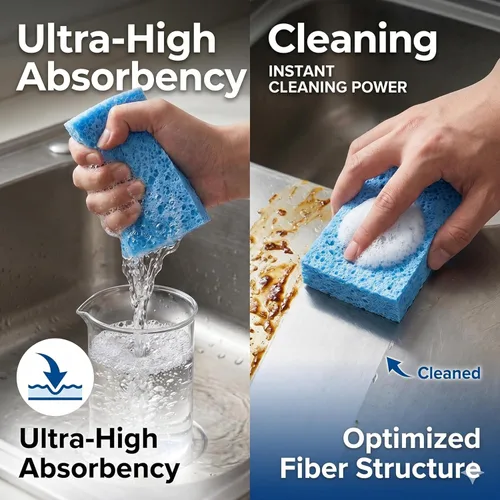 Miniatura 2 de Paquete de 36 esponjas de celulosa comprimida emergentes, esponja de cocina resistente, limpia y resistente sin rayones, ecológicas, reutilizables