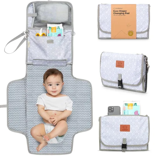 Miniatura 10 de KeaBabies Cambiador de pañales portátil, para viajes, automóvil – Cambiador grande impermeable para bebé, lavable, acolchado, bolsa de viaje