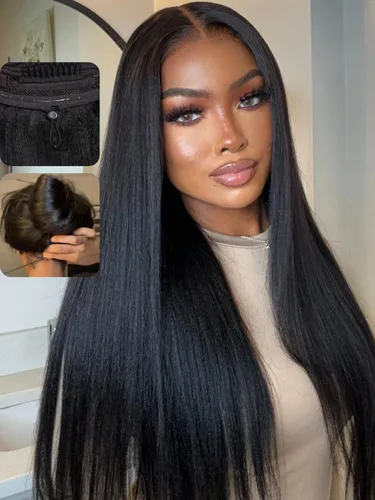 Miniatura 9 de Bling Hair - Pelucas de cabello humano lacio sin pegamento de 13 x 6 para mujer, peluca con cordón mejorada, densidad del 180%, peluca frontal