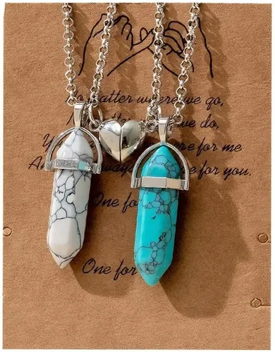 Miniatura 34 de Collar magnético de corazón dividido a juego para parejas, colgante de atracción mutua de cristal, regalo de joyería de amistad para mejores amigos
