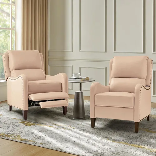 Miniatura 39 de HULALA HOME Silla Reclinable de Cuero Genuino, Sillón Reclinable Moderno de Empuje hacia Atrás con Asiento Grueso, Respaldo y Reposapiés, Decoración