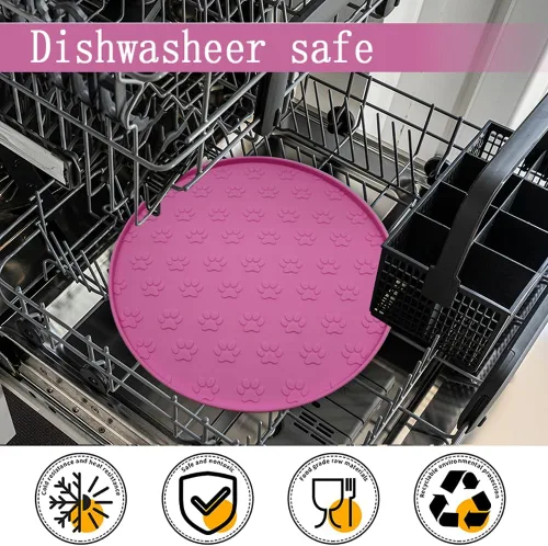 Miniatura 5 de Tapete de silicona para alimentos y agua, tapete de goma con borde elevado para cuencos de perro, evita que los alimentos y el agua manchen