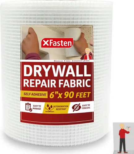 XFasten Cinta de Malla de Reparación de Paneles de Yeso - Cinta de Malla de 6 Pulgadas x 90 Pies para Reparación de Paneles de Yeso, Agujero de