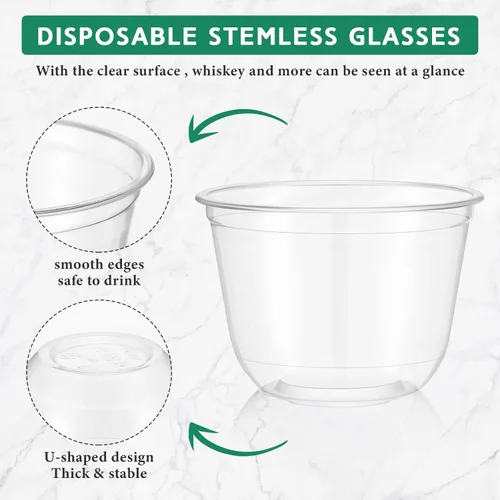 Miniatura 3 de Ziliny 100 copas de vino de plástico de 9 onzas sin tallo, desechables, copas de vino de plástico para fiestas, bodas, cumpleaños, cócteles