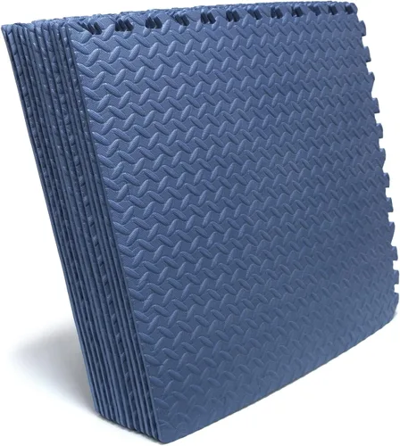 Miniatura 2 de 12 x (48 pies cuadrados) azul tapete de piso de gimnasio de 24 x 24 pulgadas de espuma EVA entrelazada para ejercicio de fitness, rompecabezas