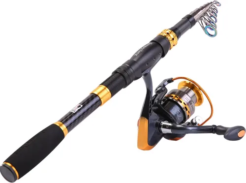 Miniatura 10 de Sougayilang Carrete de caña de pescar Combos de fibra de carbono telescópica caña de pescar con carrete giratorio para viajes agua salada pesca