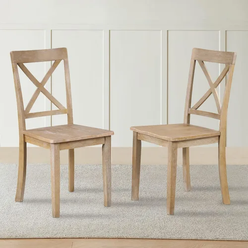 Miniatura 6 de JUSTONE Juego de mesa de comedor redonda de 5 piezas para 4, mesa redonda extensible con 4 sillas modernas con respaldo cruzado, juego de mesa