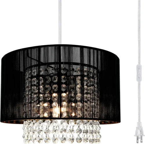 Miniatura 10 de TISLYCO - Lámpara de araña de cristal con enchufe y cable largo de 13.12 pies y interruptor de encendido/apagado, lámparas colgantes con enchufe