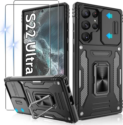 Miniatura 161 de Gritup para Samsung Galaxy S22 Funda con protectores de pantalla HD de 2 paquetes y cubierta deslizante para la cámara, protección contra caídas