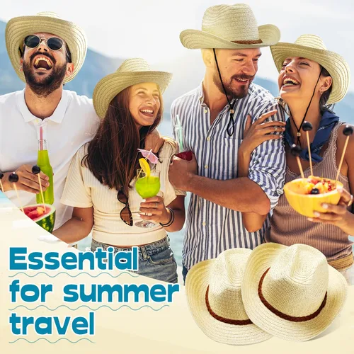 Miniatura 2 de SATINIOR - Juego de 12 sombreros de vaquero de paja y bandanas para fiesta, sombrero de vaquero para fiesta, disfraz y bandana, accesorios