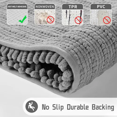 Miniatura 6 de Yimobra Tapete de baño lanudo de lujo original, tamaño grande, 24 x 17 pulgadas + forma de U de 24 x 20 pulgadas, suave y acogedor, súper absorbente