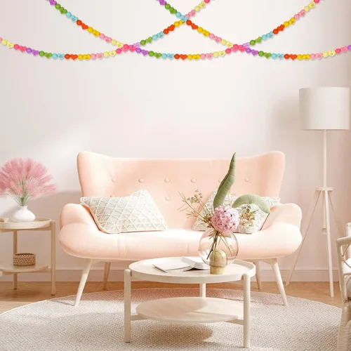 Miniatura 7 de Whaline 200 cuentas de madera para el día de San Valentín, cuentas de madera de corazón de conversación de dulces con cuerda de cáñamo, cuentas