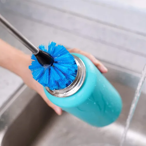 Miniatura 9 de MOSOLAN Cepillo para botellas de acero inoxidable con cabezal reemplazable, paquete de 2 cepillos de limpieza de mango largo para botellas de agua