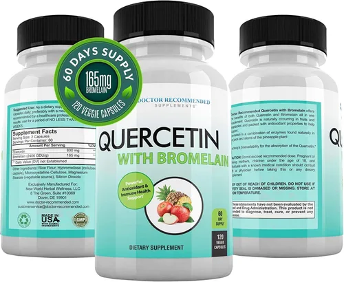 DOCTOR RECOMMENDED SUPPLEMENTS Quercetina 800 mg con bromelina 165 mg por porción, 120 cápsulas vegetarianas, suministro completo para 60 días,