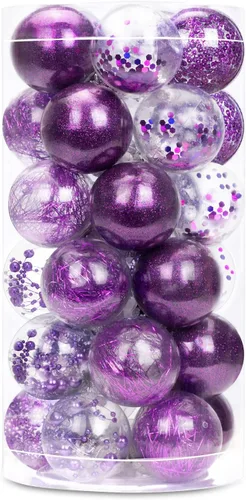 Miniatura 12 de 24 unidades - Adornos de bolas de Navidad colgantes de plástico transparente inastillable con bolas delicadas decorativas (2.36"/60mm, negro)