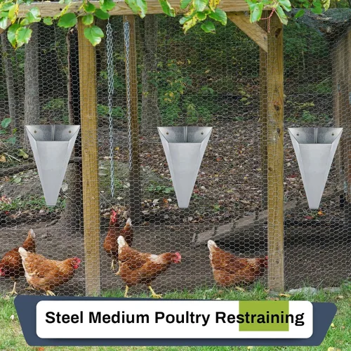 Miniatura 5 de Mumufy 4 piezas de cono de pollo mediano, conos de retención de aves de corral de acero galvanizado, hasta 10 libras, cono de embudo de parte