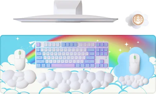 Miniatura 11 de ATTACK SHARK Alfombrilla de mouse 4 en 1, reposamuñecas para teclado, soporte para reposamuñecas y juego de posavasos de cuero con alfombrilla