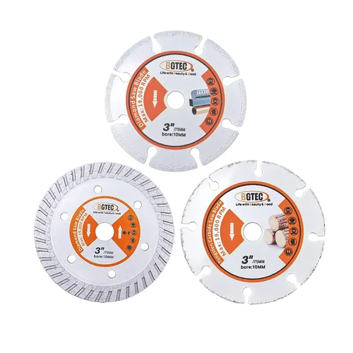 Miniatura 31 de BGTEC Hoja turbo de granito de diamante, disco de corte de 3 pulgadas/2.953 in para hormigón, hormigón reforzado, piedras artificiales duras