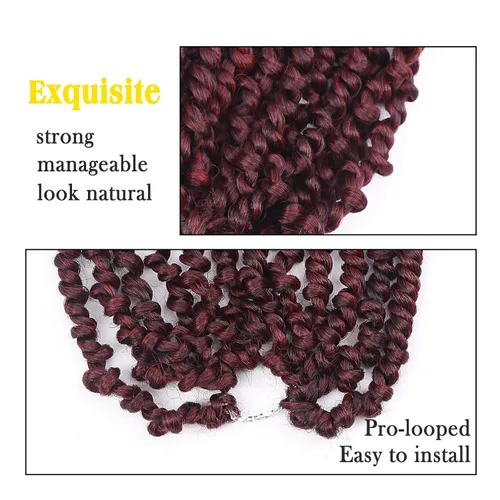 Miniatura 6 de Cabello Passion Twist – Cabello de ganchillo de 8 pulgadas para mujer, 8 paquetes de cabello rizado pretrenzado de ganchillo Passion Twists Tbug