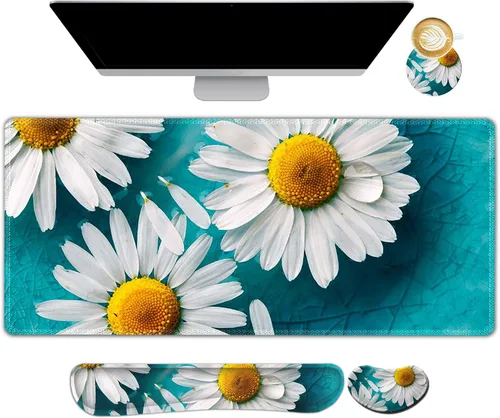 Miniatura 8 de ARTSO Juego de Alfombrilla de Mouse Extendida para Juegos, Reposamuñecas para Teclado + Reposamuñecas + Alfombrilla de Mouse XXL Grande + Posavasos