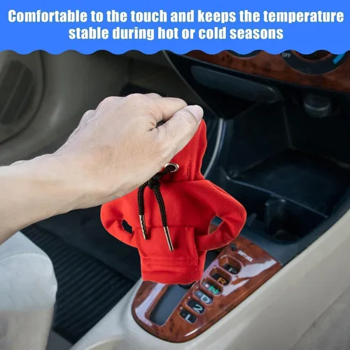 Miniatura 4 de PSLER Sudadera con capucha elegante y linda para coche, pomo de palanca de cambios, cubierta de pomo de palanca de cambios, sudadera con capucha