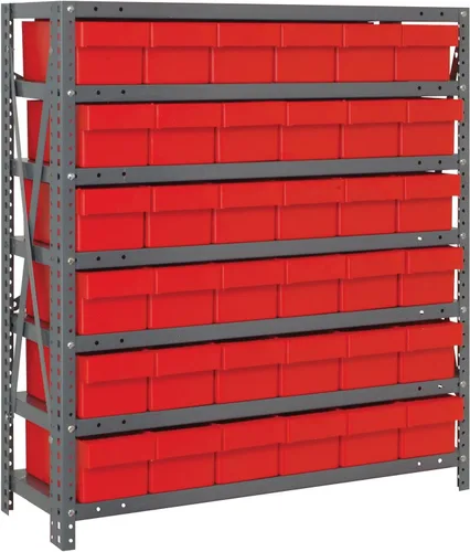 Miniatura 335 de Quantum QSBU-245BK Heavy Duty Shelving Unit with (7) Shelves and (24) QUS245 Black Bins for Garage Warehouse Storage Distribution 400 lb Load