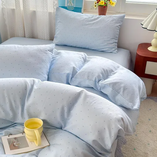 Miniatura 27 de AOJIM Blue & Brown Striped Duvet Cover Set Twin Size 100% Washed Cotton Stripe Bedding Set 3-Piece, Soft Zipper Comforter Cover and 2 Pillowcases