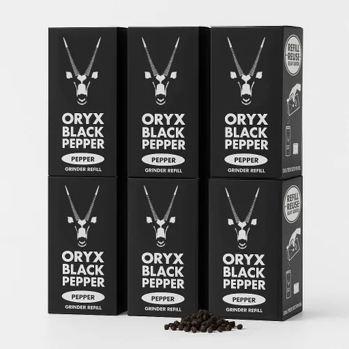 Miniatura 9 de Oryx - Molinillo de pimienta negra – 1.26 oz – Molinillo manual recargable con granos de pimienta negra entera de primera calidad de Madagascar