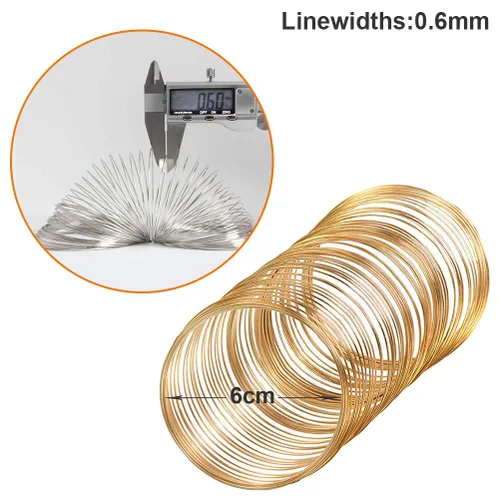 Miniatura 3 de Huwujiu Pulsera de alambre de 400 lazos para joyería con cuentas de memoria de alambre de acero con memoria para creación de arte, pulsera, collar