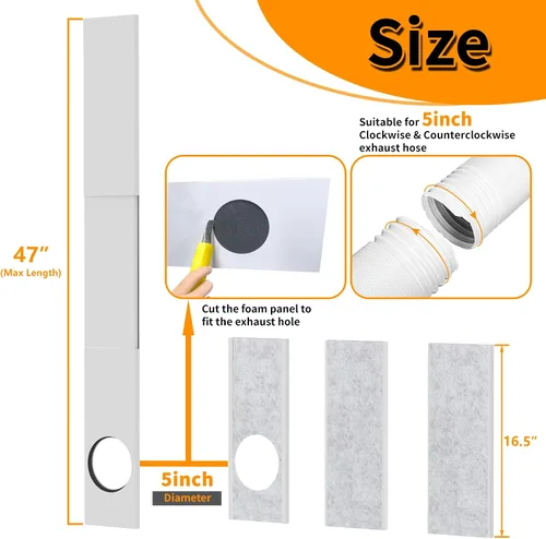 Miniatura 3 de LBG Products Kit de sellado de ventana de aire acondicionado portátil aislado, kit de ventilación de ventana de CA ajustable, placas de sellado