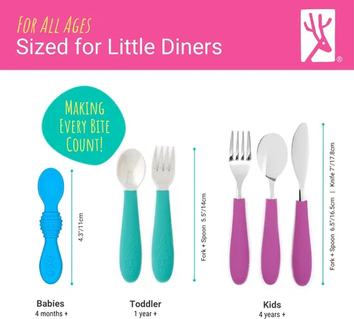 Miniatura 5 de Elk and Friends - Cucharas de silicona para bebés Estuche de viaje incluido Cuchara para bebés y niños pequeños de primera etapa Etapa