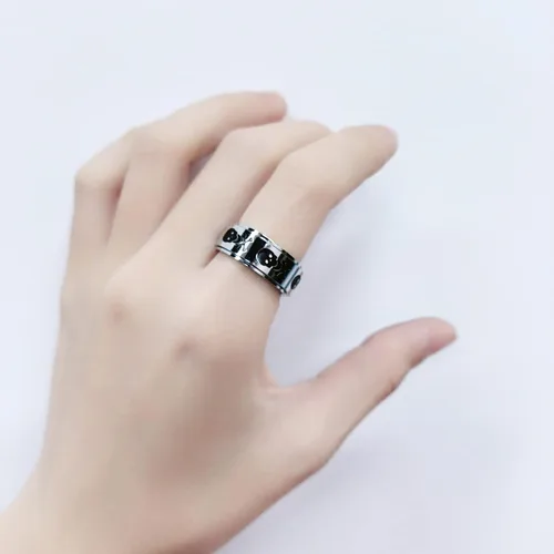 Miniatura 3 de Anillo giratorio de calavera punk para aliviar la ansiedad, anillos para hombres y mujeres, anillo de boda, nudillos, dedo medio, acero inoxidable