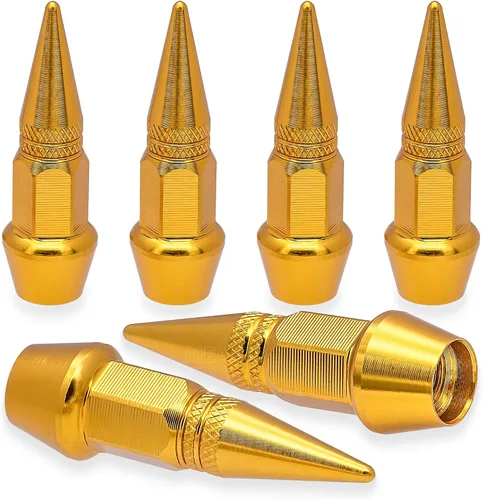 Miniatura 63 de 4 piezas de tapas de válvula de rueda con estilo púas, cubiertas universales de válvula de rueda de aleación de aluminio a prueba de polvo