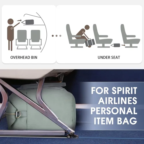 Miniatura 2 de WANDF Para Spirit Airlines - Bolsa para artículos personales de 18 x 14 x 8 pulgadas debajo del asiento con bolsillo para ropa húmeda