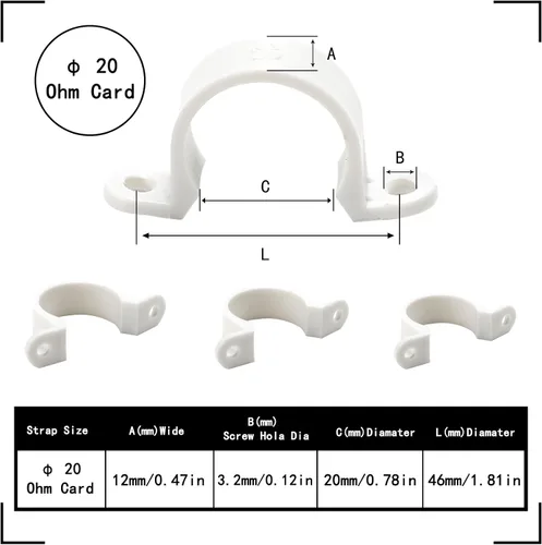 Miniatura 2 de 100 abrazaderas de tubo de plástico, correa de tubo de 2 orificios para debajo de tubos de PVC de 3/4 pulgadas, soportes en U de montaje de conducto