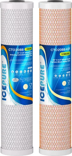 Miniatura 11 de ICEPURE 1 Micrón 50.8 cm x 11.4 cm Cartucho de filtro de agua de carbón activado de cáscara de coco CTO para toda la casa, reemplazo para FC25B