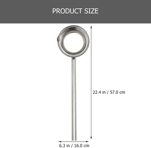 Miniatura 5 de ERINGOGO Cucharón de mango largo, cuchara grande de acero inoxidable de 17 onzas con borde de vertido, cuchara de servir salsa de comedor, cuchara